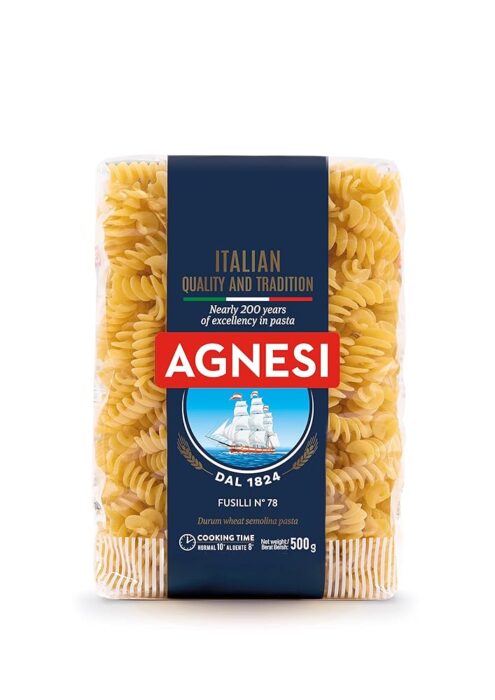Agnesi Fusilli Pasta, 500g l Imported from Italy l Low Calories l Zero Cholesterol l Zero Salt l No Added Sugar l Durum Wheat l Agnesi Fusilli Pasta, 500g l Imported from Italy l Low Calories l Zero Cholesterol l Zero Salt l No Added Sugar l Durum Wheat l