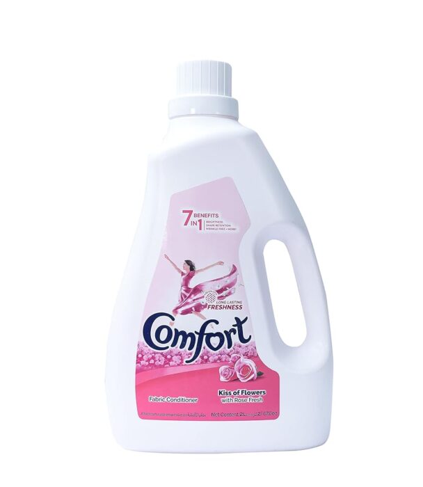 Comfort Kiss of Flowers with Rose Fresh Fabric Conditioner Long Lasting Freshness 7 Benefits in 1 (Imported 2 Litre) Comfort Kiss of Flowers with Rose Fresh Fabric Conditioner Long Lasting Freshness 7 Benefits in 1 (Imported 2 Litre)