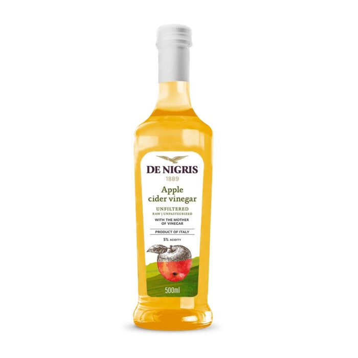 De Nigris Apple Cider Vinegar, Unfiltered Raw, Unpasteurized With The Mother Of Vinegar, 5% Acidity, 500 ml De Nigris Apple Cider Vinegar, Unfiltered Raw, Unpasteurized With The Mother Of Vinegar, 5% Acidity, 500 ml