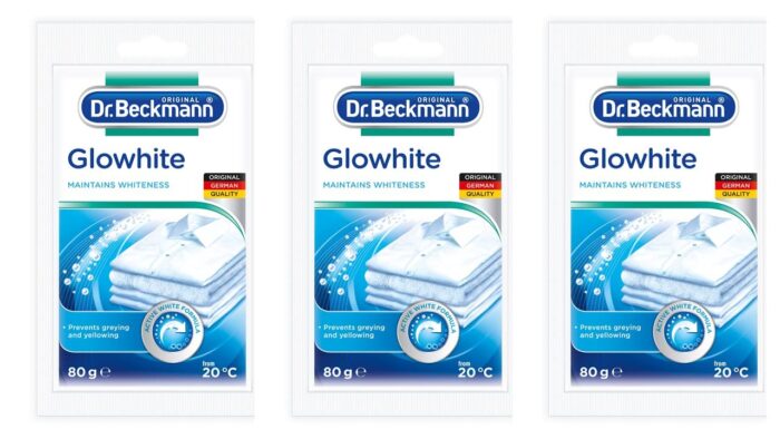 Dr. Beckmann Glowhite Fabric Whitener 80g | Removes Grey Discoloration | Combats Yellowing | Getting White Laundry Whiter | (80g x 3, 240g) | Pack of 3 Dr. Beckmann Glowhite Fabric Whitener 80g | Removes Grey Discoloration | Combats Yellowing | Getting White Laundry Whiter | (80g x 3, 240g) | Pack of 3
