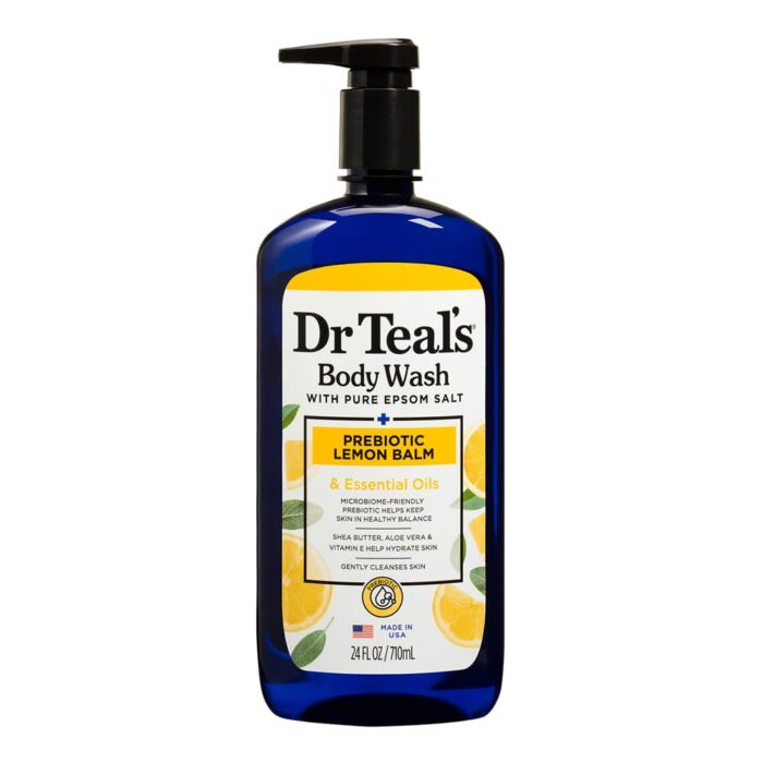 Dr Teal's Body Wash with Pure Epsom Salt, with Prebiotic Lemon Balm & Essential Oils 710ml | With Shea Butter, Aloe Vera & Vitamin E Dr Teal's Body Wash with Pure Epsom Salt, with Prebiotic Lemon Balm & Essential Oils 710ml | With Shea Butter, Aloe Vera & Vitamin E