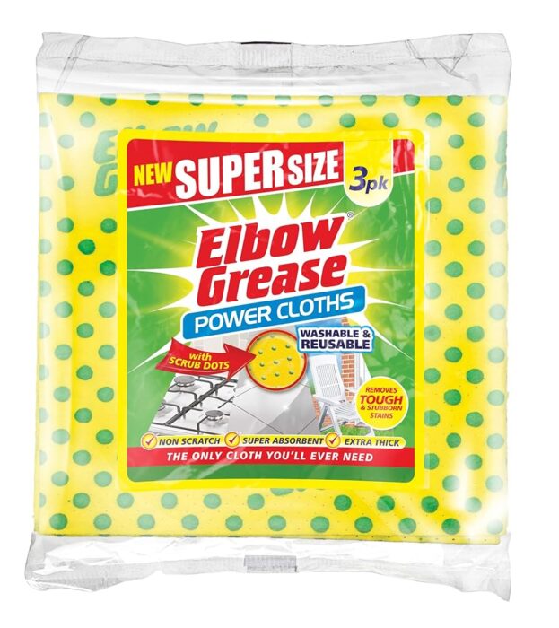 Elbow Grease Power Cloths with Scrub Dots Reusable Washable Extra Large Pack of 3, Yellow Elbow Grease Power Cloths with Scrub Dots Reusable Washable Extra Large Pack of 3, Yellow