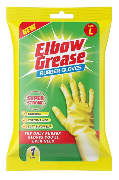 Elbow Grease Rubber Gloves, Super Strong, Durable, Cotton Lined, Soft and Non Slip (1, Large) Elbow Grease Rubber Gloves, Super Strong, Durable, Cotton Lined, Soft and Non Slip (1, Large)