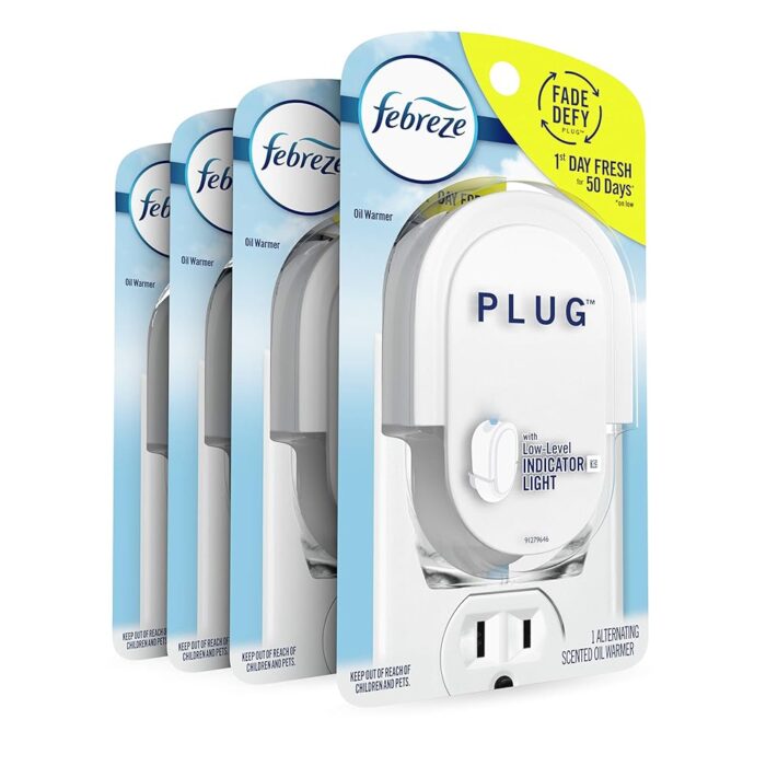 Febreze Odor-eliminating Fade Defy Plug, Scented Oil Warmer, 1 Count (Pack of 4) Febreze Odor-eliminating Fade Defy Plug, Scented Oil Warmer, 1 Count (Pack of 4)