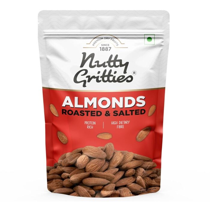 Nutty Gritties Premium California Roasted Almonds 200g, Lightly Salted, Dry Roasted, Non Fried, Zero Oil, Crunchy Healthy Snack Nutty Gritties Premium California Roasted Almonds 200g, Lightly Salted, Dry Roasted, Non Fried, Zero Oil, Crunchy Healthy Snack