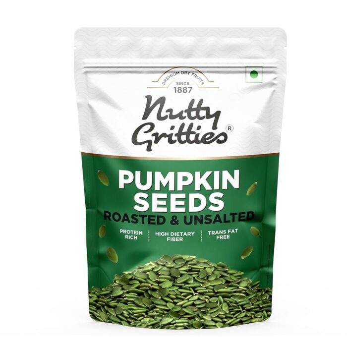 Nutty Gritties Rosted Unsalted Pumpkin Seeds for Eating, Quality, Fibre-Rich Superfood, 200g (Pack of 1) Nutty Gritties Rosted Unsalted Pumpkin Seeds for Eating, Quality, Fibre-Rich Superfood, 200g (Pack of 1)