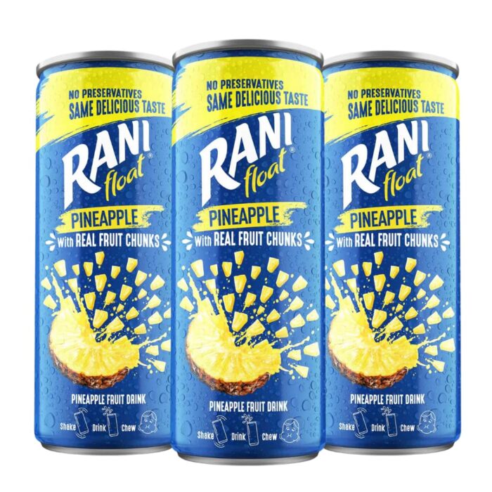 Rani Float Pineapple Fruit Drink With Chunks|Refreshing Fruit Drink With Pineapple Chunks|Pack Of 3(240Ml Each)-Can Packaging Rani Float Pineapple Fruit Drink With Chunks|Refreshing Fruit Drink With Pineapple Chunks|Pack Of 3(240Ml Each)-Can Packaging
