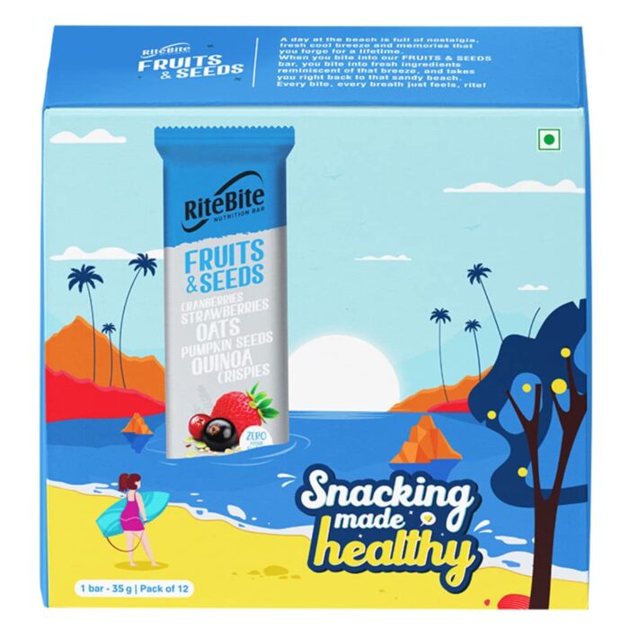 RiteBite Max Protein Fruit & Seeds Nutrition Bar with Cranberries & Quinoa | 0 Added Sugar, No Cholesterol & Trans Fat Snack Bar, 35g (Pack of 12) RiteBite Max Protein Fruit & Seeds Nutrition Bar with Cranberries & Quinoa | 0 Added Sugar, No Cholesterol & Trans Fat Snack Bar, 35g (Pack of 12)