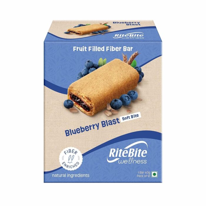 RiteBite Wellness Snack Bar Blueberry Blast | Fruit Filled Fiber Bar, Natural Ingredients, Rich in Fiber, No Preservatives | 40g (Pack of 12) RiteBite Wellness Snack Bar Blueberry Blast | Fruit Filled Fiber Bar, Natural Ingredients, Rich in Fiber, No Preservatives | 40g (Pack of 12)