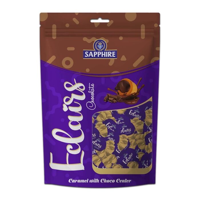 Sapphire Eclairs - Creamy Chocolate Toffee, Caramel with Choco Centre, 800g Sapphire Eclairs - Creamy Chocolate Toffee, Caramel with Choco Centre, 800g