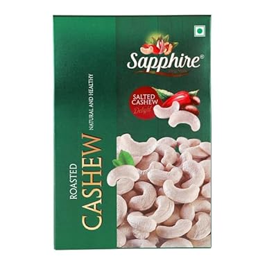 SAPPHIRE Premium Roasted cashew salted kaju Nuts |100% Natural | 250g| Pack of 1 | Nutritious, Delicious & Crunchy salted Kaju | Rich in Magnesium, Copper & Phosphorus | Kaju... SAPPHIRE Premium Roasted cashew salted kaju Nuts |100% Natural | 250g| Pack of 1 | Nutritious, Delicious & Crunchy salted Kaju | Rich in Magnesium, Copper & Phosphorus | Kaju...