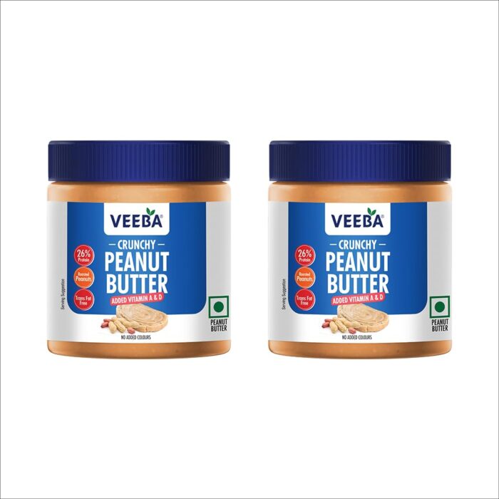 Veeba Peanut Butter Crunchy | High Protein | Naturally Gluten Free | Vegan | Trans Fat Free | No Added Preservatives | Added Calcium, Iron, Vitamin A & D | No Added Colour &... Veeba Peanut Butter Crunchy | High Protein | Naturally Gluten Free | Vegan | Trans Fat Free | No Added Preservatives | Added Calcium, Iron, Vitamin A & D | No Added Colour &...