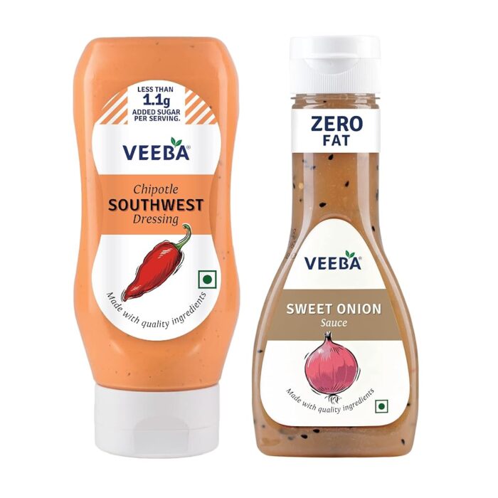 Veeba Sweet onion sauce, 350g and Chipotle Southwest dressing, 300g - Pack of 2 Veeba Sweet onion sauce, 350g and Chipotle Southwest dressing, 300g - Pack of 2