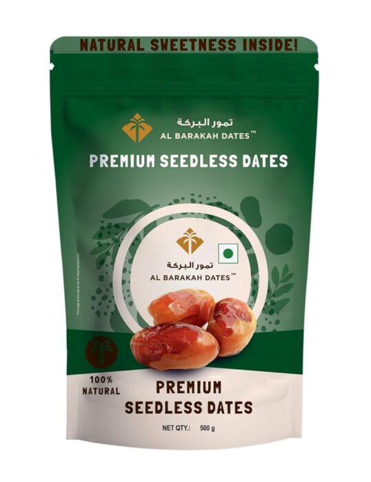 Al Barakah Premium Seedless Dates 500gram | 100% Natural, Soft & Juicy | No Added Sugar | Healthy Snack Rich in Fiber & Nutrients Al Barakah Premium Seedless Dates 500gram | 100% Natural, Soft & Juicy | No Added Sugar | Healthy Snack Rich in Fiber & Nutrients