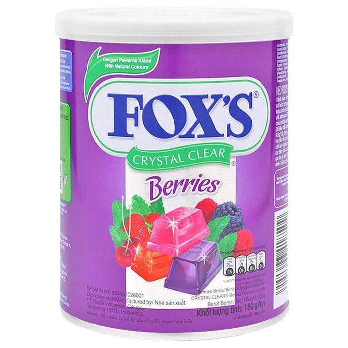 Astonished Retail Fox's Crystal Clear Berries Candy Tin (180 grams), Berry Astonished Retail Fox's Crystal Clear Berries Candy Tin (180 grams), Berry