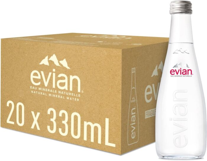 Evian Mineral Water, Naturally Filtered Drinking Water, 330ml Bottled Water Crafted by Nature, Case of 20 x 330ml Glass Water Bottles Evian Mineral Water, Naturally Filtered Drinking Water, 330ml Bottled Water Crafted by Nature, Case of 20 x 330ml Glass Water Bottles