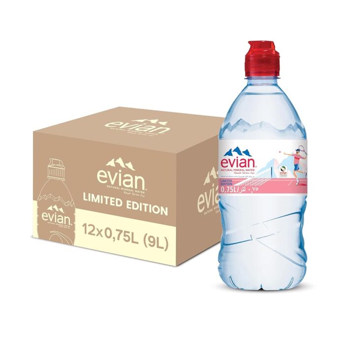 Evian Mineral Water, Naturally Filtered Drinking Water, 750ml Bottled Water Crafted by Nature, Case of 12 x 750ml Sports Cap Water Bottles Evian Mineral Water, Naturally Filtered Drinking Water, 750ml Bottled Water Crafted by Nature, Case of 12 x 750ml Sports Cap Water Bottles