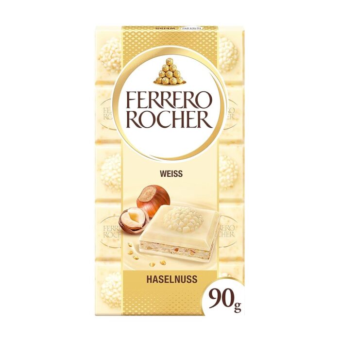Ferrero Rocher Chocolate Rocher White Chocolate With Hazelnut Bar 90g Ferrero Rocher Chocolate Rocher White Chocolate With Hazelnut Bar 90g