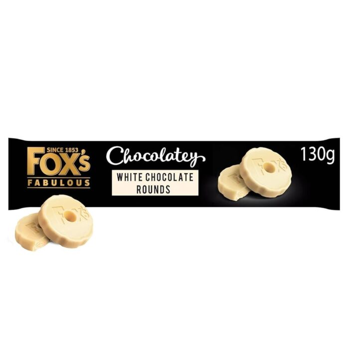 Fox's Biscuits White Chocolate Fabulous Rounds Shortcake Biscuits Coated In Smooth Milk Chocolate 130g Fox's Biscuits White Chocolate Fabulous Rounds Shortcake Biscuits Coated In Smooth Milk Chocolate 130g