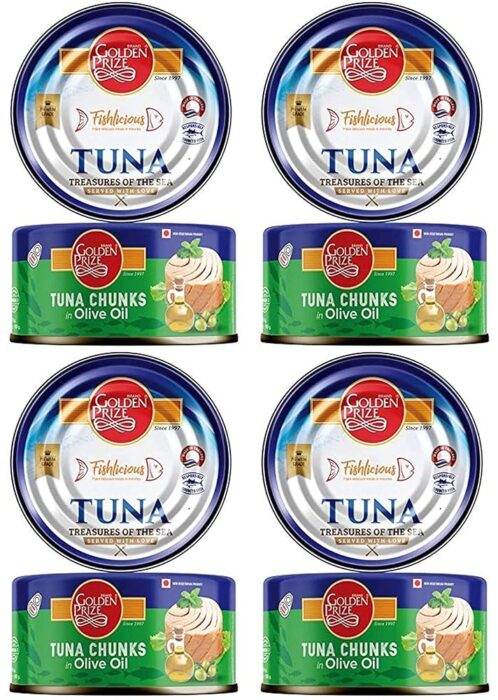 Golden Prize Tuna Chunk in Extra Virgin Olive Oil 185Gms Each - Pack of 4 Units Golden Prize Tuna Chunk in Extra Virgin Olive Oil 185Gms Each - Pack of 4 Units