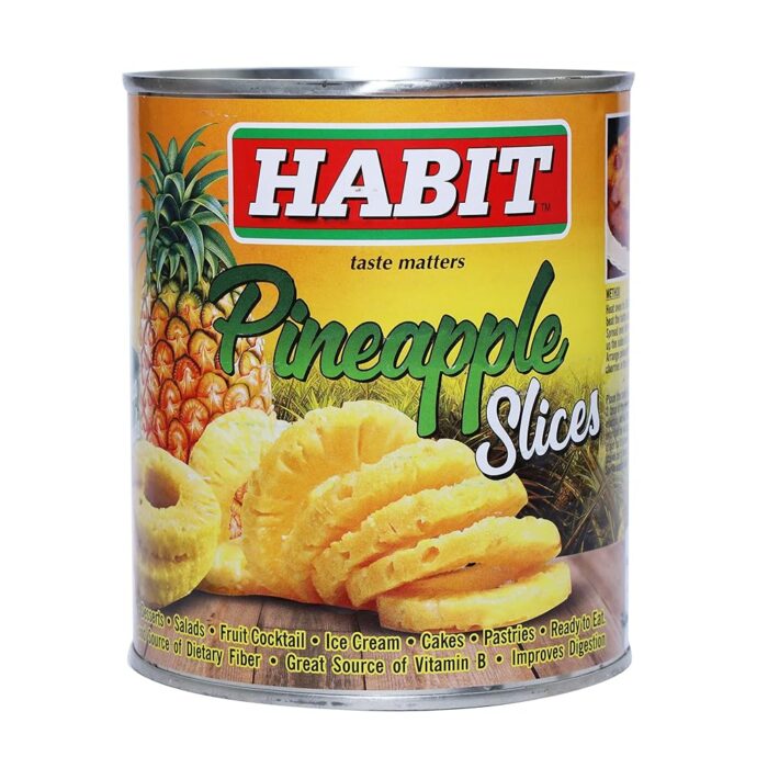 Habit Pineapple Slices in sugar syrup | Canned Fruits | Made with 100% Natural, Fresh and Juicy Pineapples | No Added Colors & Artificial Flavours | Healthy & Delicious | 850GM Habit Pineapple Slices in sugar syrup | Canned Fruits | Made with 100% Natural, Fresh and Juicy Pineapples | No Added Colors & Artificial Flavours | Healthy & Delicious | 850GM