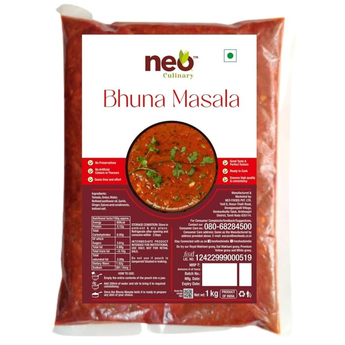 Neo Bhuna Masala Gravy 1 Kg l Restaurant Style, Master Chef Choice Gravy l Ready To Cook & Eat l Use as base for Dal Tadka, Aloo Mutter, Kadhai Paneer, Paneer Tikka Masala,... Neo Bhuna Masala Gravy 1 Kg l Restaurant Style, Master Chef Choice Gravy l Ready To Cook & Eat l Use as base for Dal Tadka, Aloo Mutter, Kadhai Paneer, Paneer Tikka Masala,...