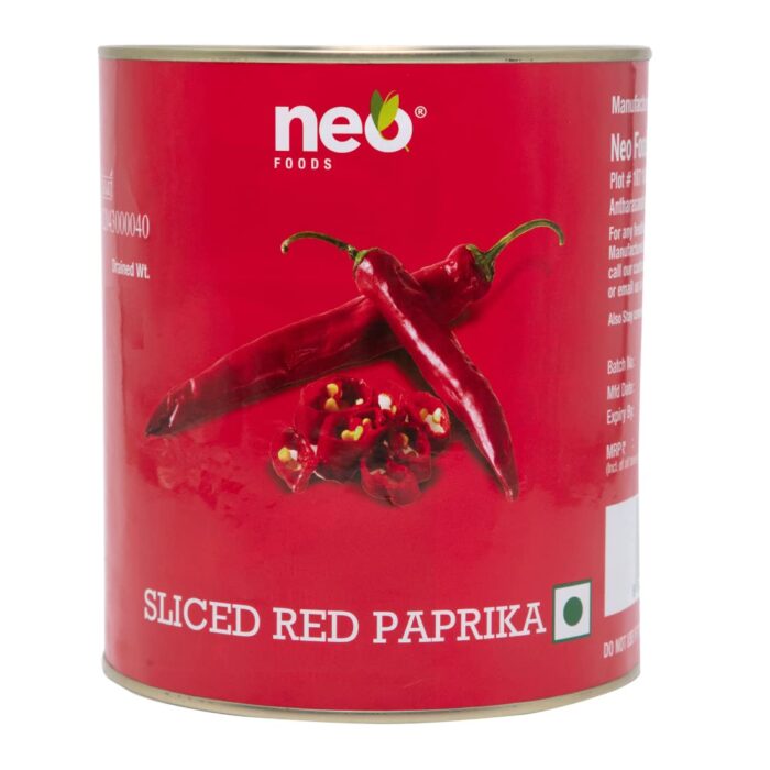 Neo Sliced Red Paprika 3 Kg Tin I Ready-to-Eat Fibre-Rich Topping for Snacks and Salads I Enjoy as Topping for Pizza, Salad, Burger and Sandwich I Mix in Your Cheese dip for... Neo Sliced Red Paprika 3 Kg Tin I Ready-to-Eat Fibre-Rich Topping for Snacks and Salads I Enjoy as Topping for Pizza, Salad, Burger and Sandwich I Mix in Your Cheese dip for...
