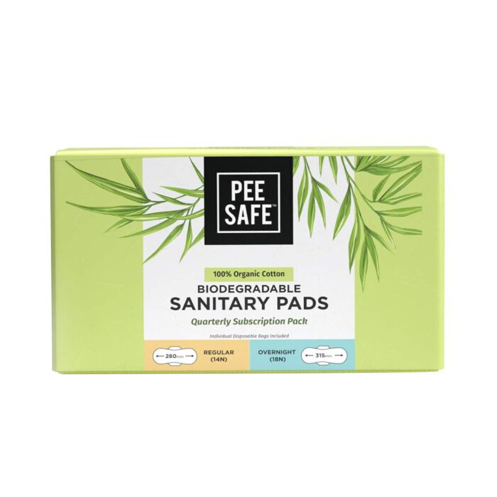 Pee Safe 100% Organic Cotton Biodegradable Sanitary Pads, Quarterly Pack (Pack Of 14 Regular & 18 Overnight Pads) |Anti-Bacterial | Superb Absorbency | Skin Friendly|Comfortable Pee Safe 100% Organic Cotton Biodegradable Sanitary Pads, Quarterly Pack (Pack Of 14 Regular & 18 Overnight Pads) |Anti-Bacterial | Superb Absorbency | Skin Friendly|Comfortable