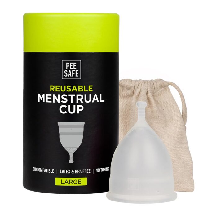 Pee Safe Reusable Menstrual Cup for Women | Large Size with Pouch|Ultra Soft, Odour and Rash Free|100% Medical Grade Silicone |No Leakage | Protection for Up to 8-10 Hours | US... Pee Safe Reusable Menstrual Cup for Women | Large Size with Pouch|Ultra Soft, Odour and Rash Free|100% Medical Grade Silicone |No Leakage | Protection for Up to 8-10 Hours | US...