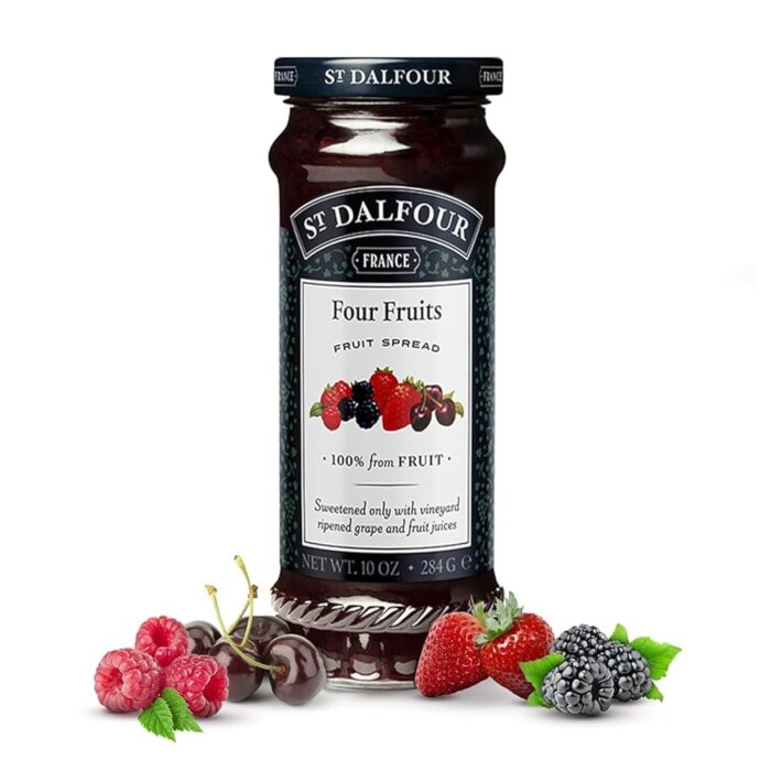 St Dalfour Four Fruits Fruit Spread, 100% from Fruit, Sweetened with Fruit Juices, 284 g St Dalfour Four Fruits Fruit Spread, 100% from Fruit, Sweetened with Fruit Juices, 284 g