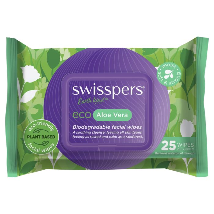 Swisspers Eco Aloe Vera Biodegradable Facial Wipes 25 Pack Swisspers Eco Aloe Vera Biodegradable Facial Wipes 25 Pack