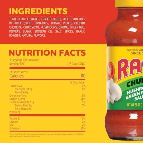 Ragu Mushroom and Green Pepper Pasta Sauce Product of USA (Pack of 1)