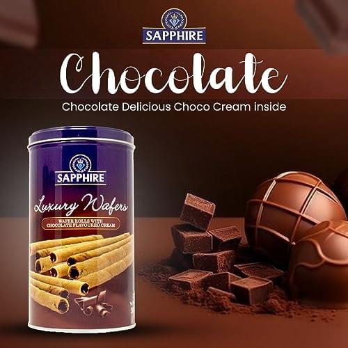 Sapphire Luxury Wafer Rolls Chocolate, 300 g, Wafer Rolls with Chocolate Cream