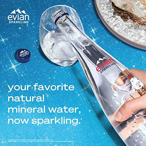 evian Sparkling Carbonated Natural Mineral Water 330ml Glass Bottle