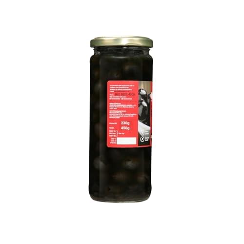 Neo Pitted Black Olives 450g l 1 Jar l Low Fat Ready-to-Eat Healthy Snack, Source of Fibre l Enjoy as Topping for Pizza & Pasta l 450g